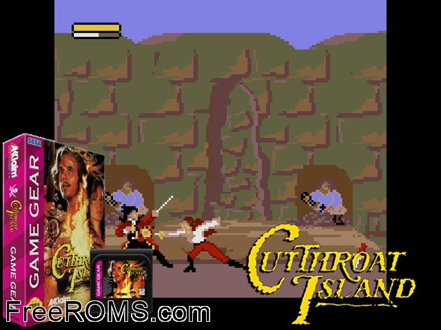 Cutthroat Island Game Gear game showing 3D box cover and gameplay screenshot